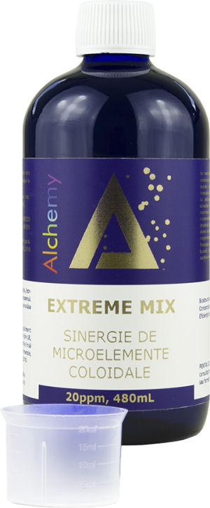 Extreme Mix, Pure Alchemy, sinergie de aur, zinc si cupru coloidal, 20ppm, 480mL