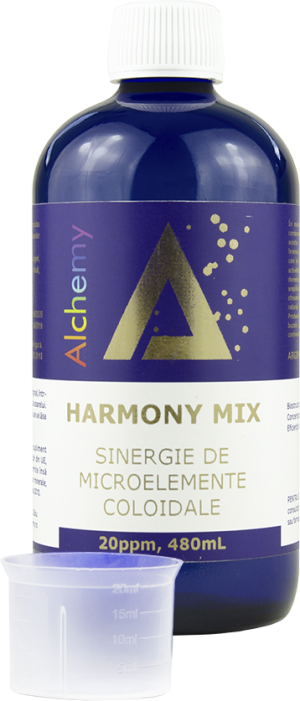 Harmony Mix, Pure Alchemy, sinergie de argint, magneziu și cupru coloidal, 20ppm, 480mL