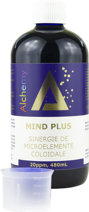 Mind Plus, Pure Alchemy, sinergie de argint, platină și aur coloidal, 20ppm, 480mL